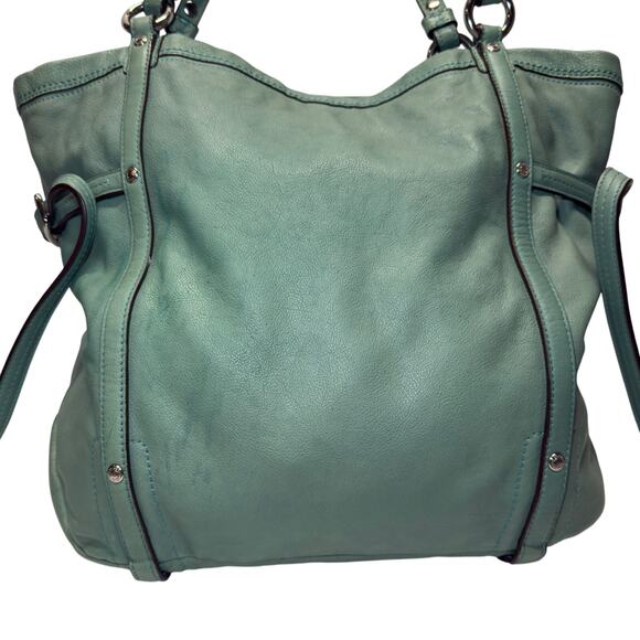 COACH AUDREY ANDIE #17064 CINCHED JADE GREEN LEATHER TOTE - Picture 3 of 10